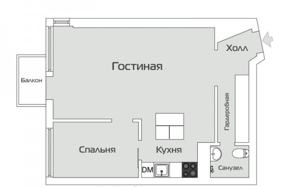 Дизайн двухкомнатной квартиры 46 метров: 7 удачных проектов