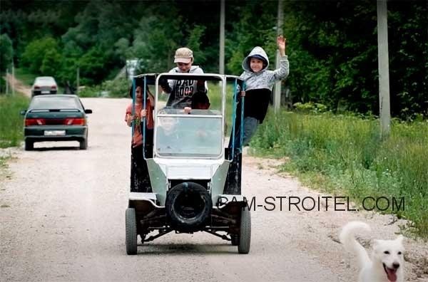 Самодельный автомобиль местного Кулибина | интересная конструкция с двигателем от мотоблока