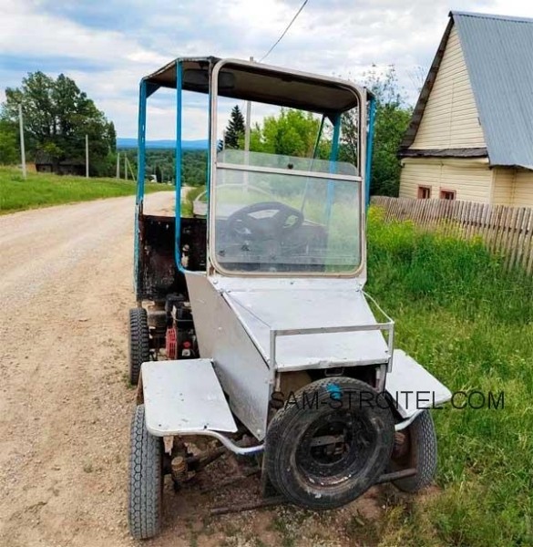 Самодельный автомобиль местного Кулибина | интересная конструкция с двигателем от мотоблока