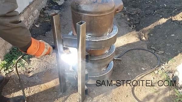 Буржуйка из газового баллона с теплообменниками (39 фото)
